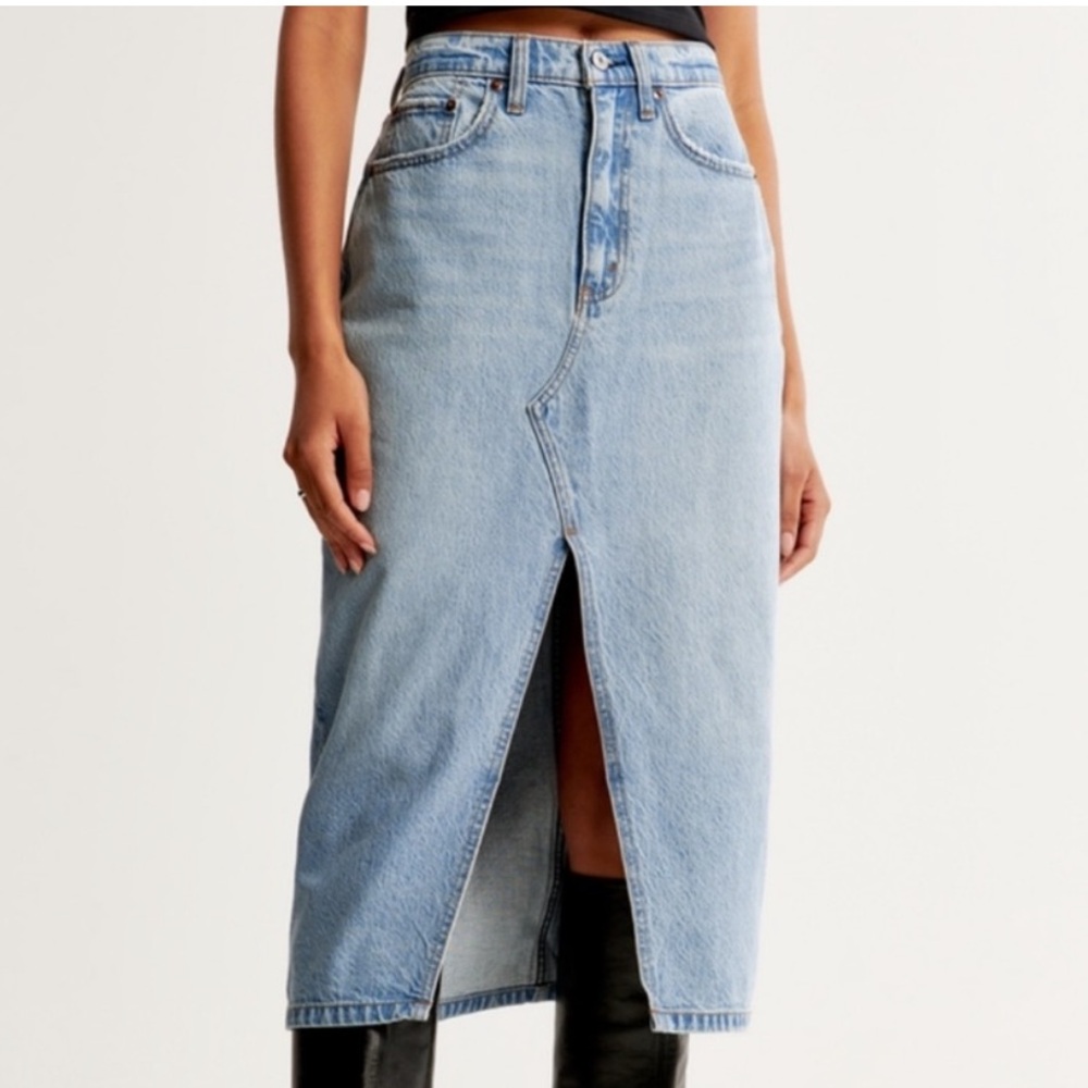 abercrombie and fitch denim skirt high rise women’s 29 8p petite nwt jean midi
